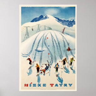 Niedere Tatra Nizke Tatry Slowakei Vintage-Skipost Poster
