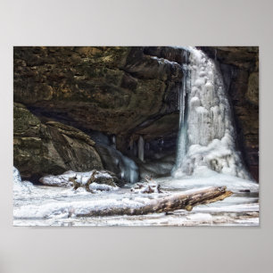 Niedere Wasserfälle im Winter, Conkle's Hollow, Oh Poster