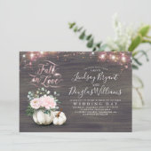 Niedergang der Liebe Pink Floral Pumpkin Rustikale Einladung (Stehend Vorderseite)