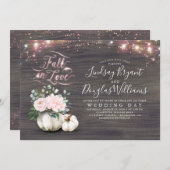 Niedergang der Liebe Pink Floral Pumpkin Rustikale Einladung (Vorne/Hinten)