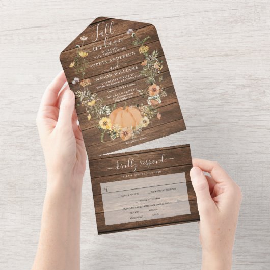 Niedergang der Liebe Rustikale Blumenernte Pumpkin All In One Einladung (Abreißen)