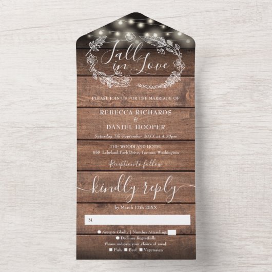 Niedergang in der Liebe Rustikale Streichellichter All In One Einladung (Innen Boden)