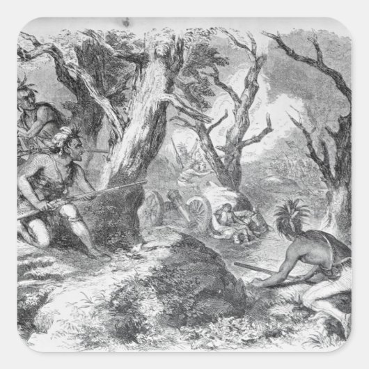 Niederlage von General Braddock Quadratischer Aufkleber (Vorderseite)