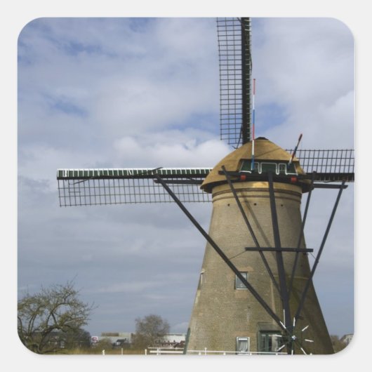 Niederlande (alias Holland), Kinderdijk. 19 Quadratischer Aufkleber (Vorderseite)