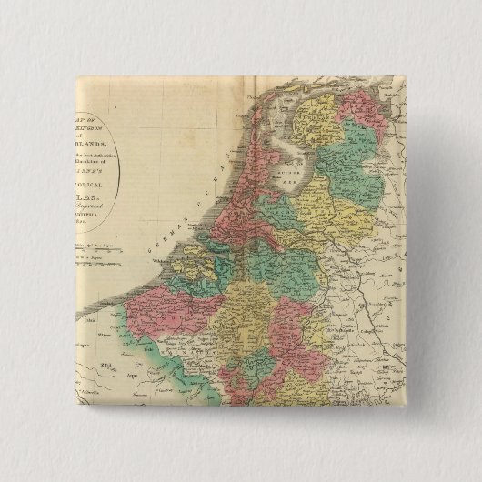 Niederlande, Beligium Atlas Karte Button (Vorderseite)