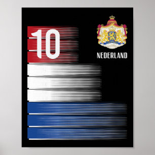 Niederlande Flagge 10 Niederländisch Orange Fußbal Poster