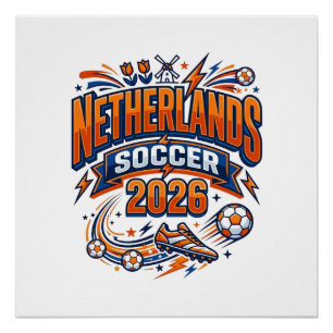 Niederlande Fußball 2026 Fußball Bold Land Typogr Poster