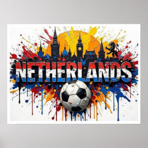 Niederlande Fußball Stadtlandschaft im Stil eines Poster