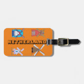 Niederlande Holland Iconic Windmill Orange Travel Gepäckanhänger (Vorderseite horizontal)