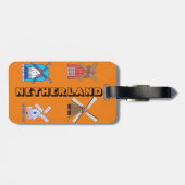 Niederlande Holland Iconic Windmill Orange Travel Gepäckanhänger (Rückseite horizontal)