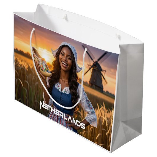 NIEDERLANDE - HOLLÄNDISCH GROßE GESCHENKTÜTE (Rückseite Schrägansicht)