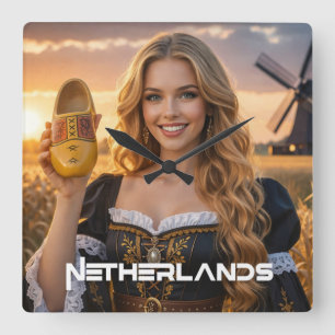 NIEDERLANDE - HOLLÄNDISCH QUADRATISCHE WANDUHR