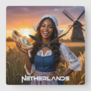 NIEDERLANDE - HOLLÄNDISCH QUADRATISCHE WANDUHR