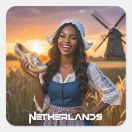 NIEDERLANDE - HOLLÄNDISCH QUADRATISCHER AUFKLEBER