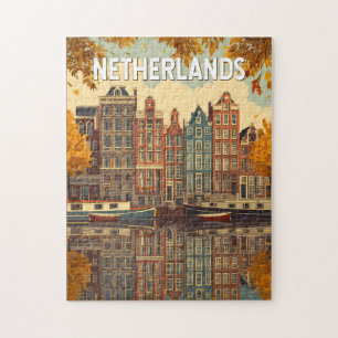 Niederlande Illustration Reise Kunst Vintage Puzzle