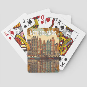 Niederlande Illustration Reise Kunst Vintage Spielkarten