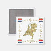 Niederlande Karte + Flags Magnet (Vorderseite/Rückseite)