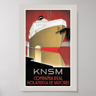 Niederlande KNSM Vintage Reiseposter Restauriert Poster