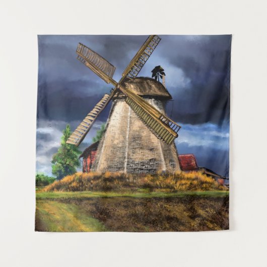 Niederlande Landscale mit Windmill Tapestes Wandteppich (Vorderseite)