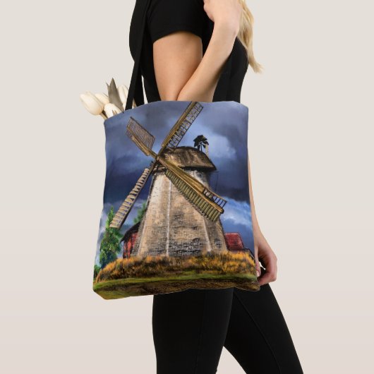 Niederlande Landscape Windmill Tote Bag Malerei Tasche (Von Nahem)