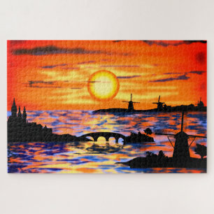 Niederlande Landschaft Sunset Jigsaw Puzzle