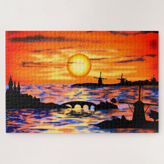 Niederlande Landschaft Sunset Jigsaw Puzzle (Horizontal)