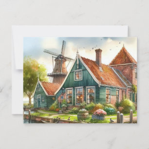 Niederlande mit Mühlen, Tulpen, Narzissen Postkarte