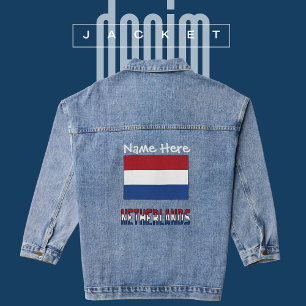 Niederlande Niederländer Flagge Weiß Personalisier Jeansjacke