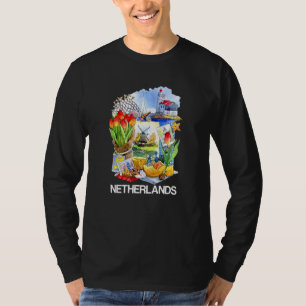 Niederlande Niederländische Symbole Kanäle Tulpen  T-Shirt