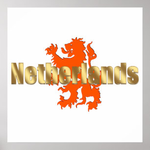 Niederlande Rampant Oranje Lion Soccer Poster