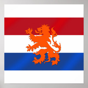 Niederlande - Rampenlion niederländische Flagge Poster
