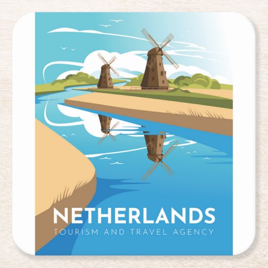 Niederlande Rechteckiger Pappuntersetzer (Vorderseite)