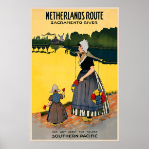 Niederlande Route Sacramento River USA Vintage Poster