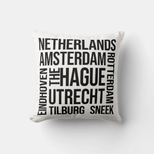 Niederlande Städte Word Art - Amsterdam Reisen Kissen