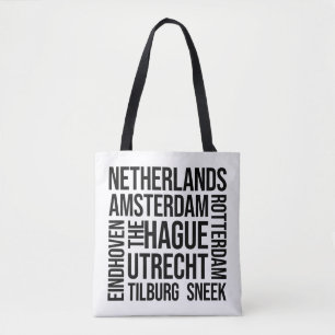 Niederlande Städte Word Art - Amsterdam Reisen Tasche
