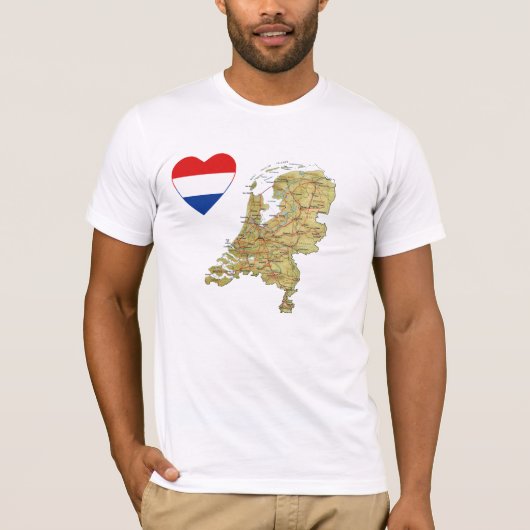 Niederlande T - Shirt Flag Herz und Karte (Vorderseite)