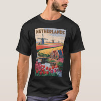 Niederlande Tulpen Illustration Reise Kunst Vintag