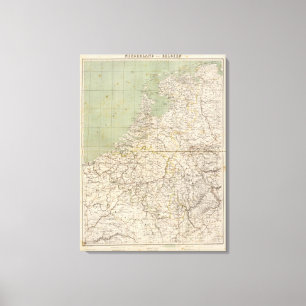 Niederlande- und Belgien-Atlas-Karte Leinwanddruck