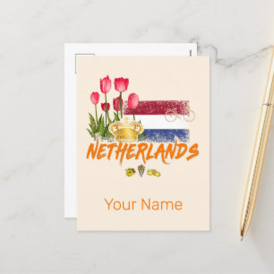 Niederlande Vintage Holland-Flagge und niederländi Feiertagspostkarte