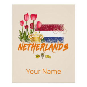 Niederlande Vintage Holland-Flagge und niederländi Poster