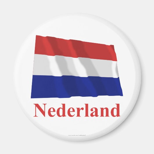 Niederlande Waving Flag mit Name in Niederländisch Magnet (Vorne)