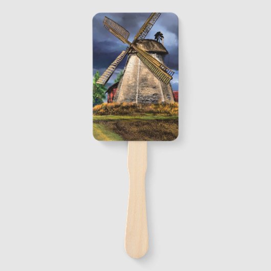 Niederlande Windmill Landscape Hand Fan Fächer (Vorderseite)