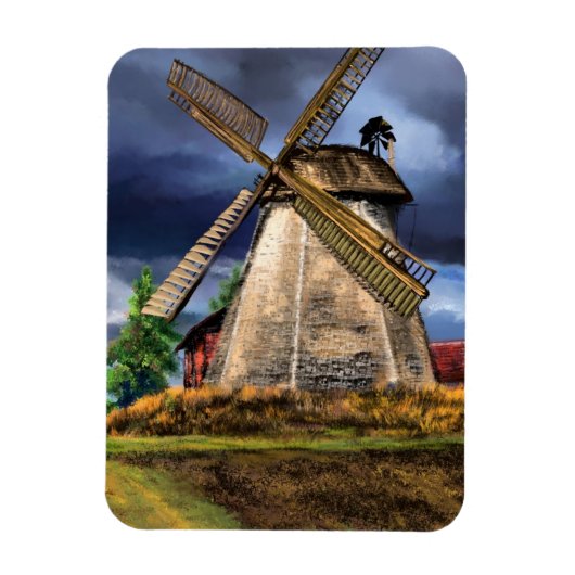 Niederlande Windmill Landscape Magnet (Vertikal)