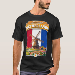 Niederlande Windmill und Tulips T-Shirt