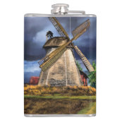 Niederlande Windmühle Landschaft Flasche Flachmann (Rückseite)