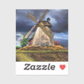 Niederlande Windmühle Landschaft Zeichnend Aufkleb Aufkleber (Blatt)