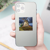 Niederlande Windmühle Landschaft Zeichnend Aufkleb Aufkleber (Telefon)