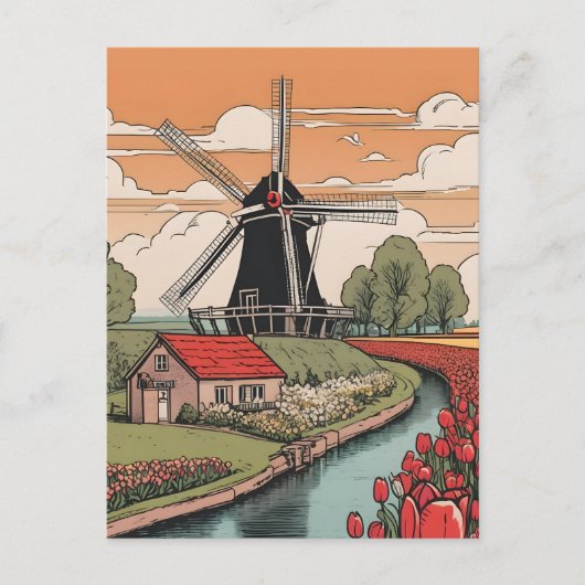 Niederlande Windmühlen Postkarte (Vorderseite)