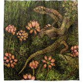 Niederländisch Art Nouveau Lizard und Wildblumen Duschvorhang (Vorderseite)
