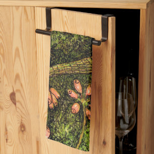 Niederländisch Art Nouveau Lizard und Wildblumen Geschirrtuch